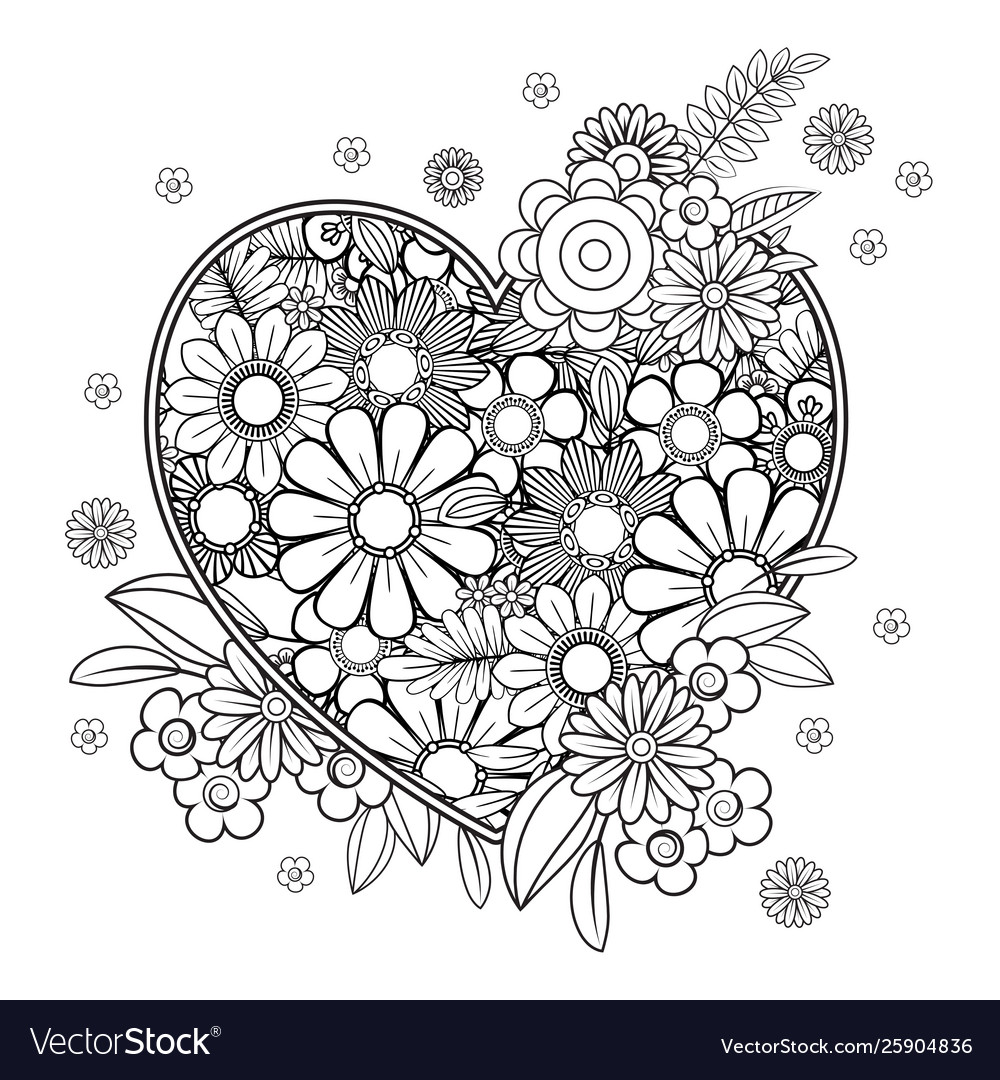 Valentines day coloring page royalty free vector image