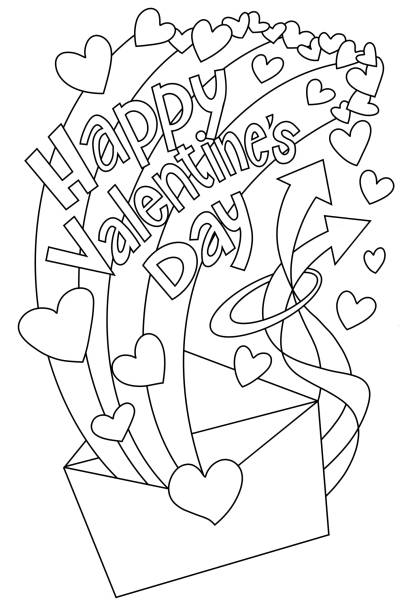Valentine coloring pages stock illustrations royalty