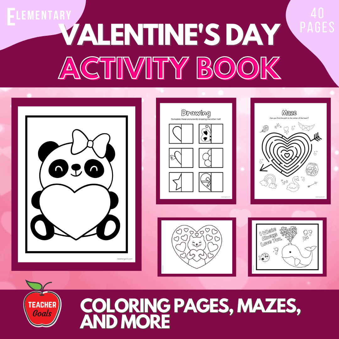 Valentines day coloring book activity book