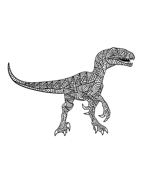 Premium vector velociraptor mandala coloring pages for adults