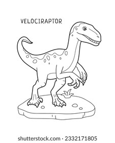 Velociraptor dinosaur coloring page kids stock vector royalty free