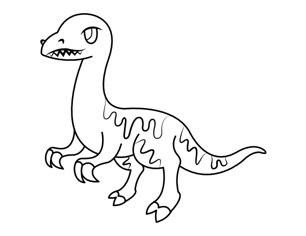 Printable cartoon velociraptor coloring page