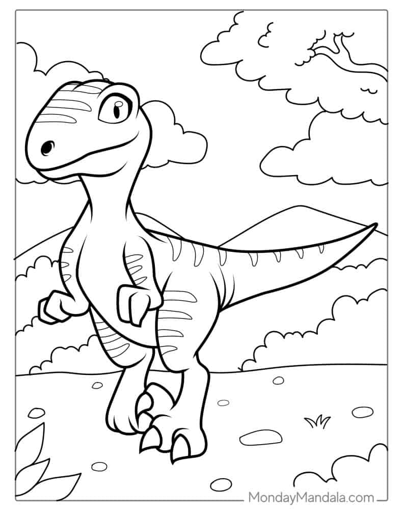 Velociraptor coloring pages free pdf printables