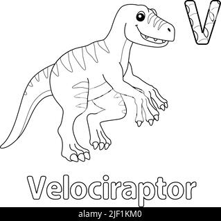 Velociraptor dinosaur coloring page illustration stock vector image art