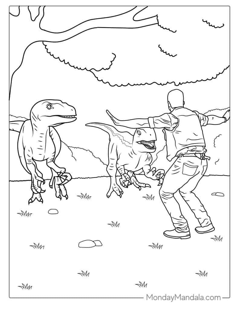 Velociraptor coloring pages free pdf printables