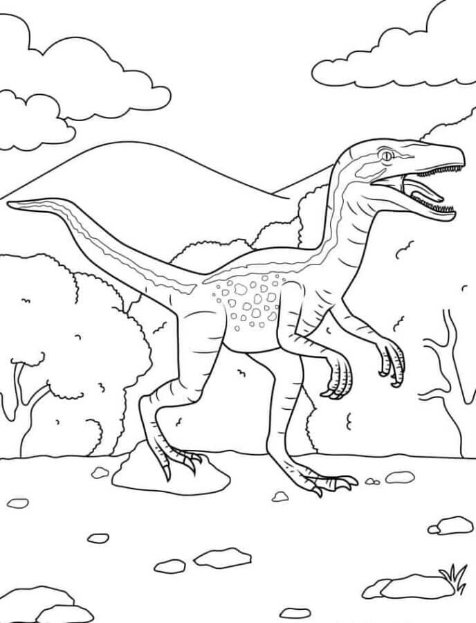 Velociraptor looking for prey coloring page