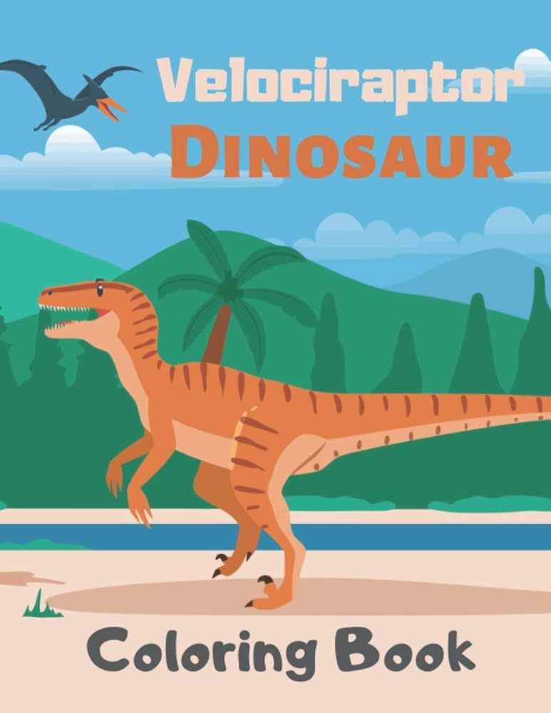 Velociraptor dinosaur coloring book stress