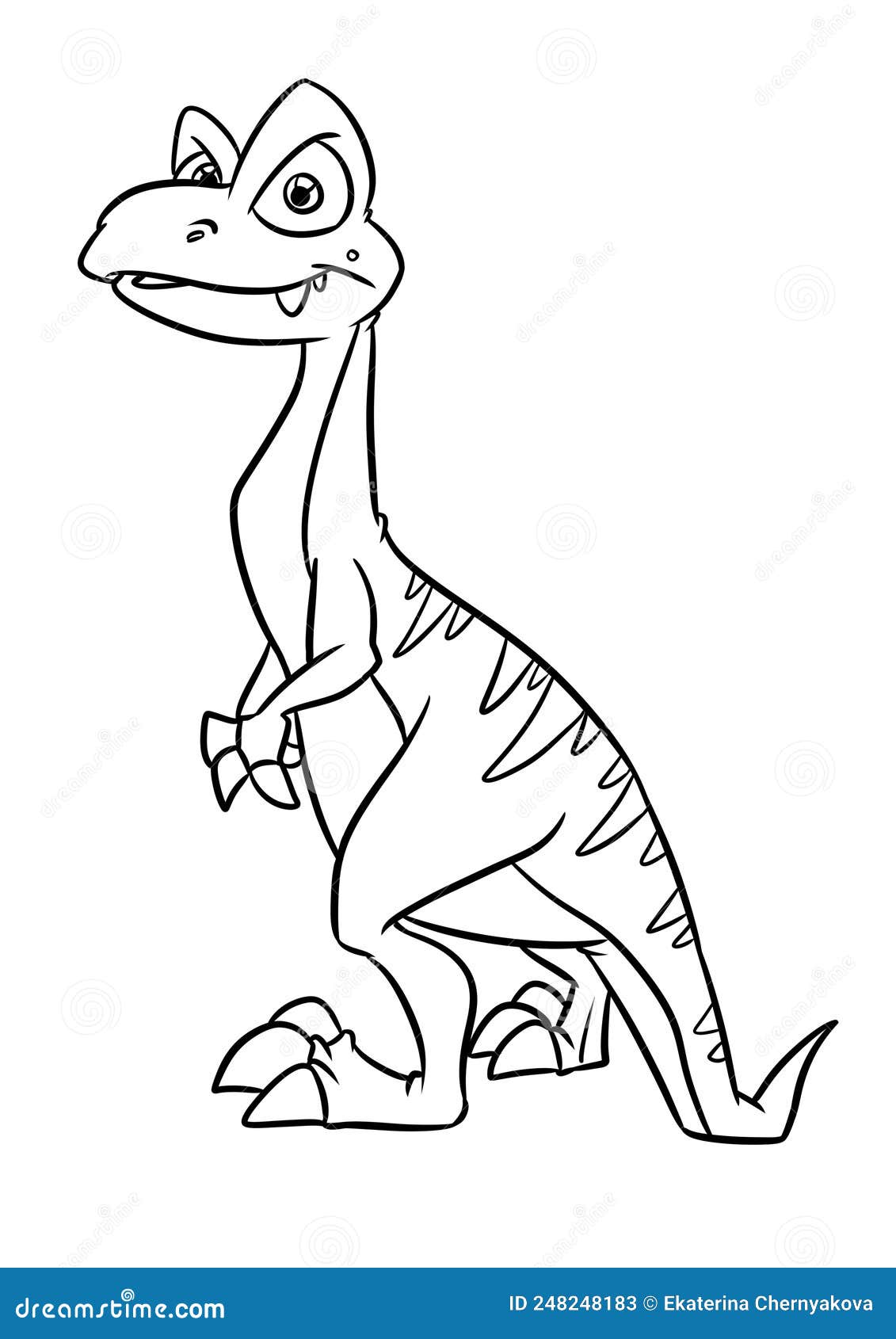 Surprise looking dinosaur coloring page cartoon illustration stock illustration