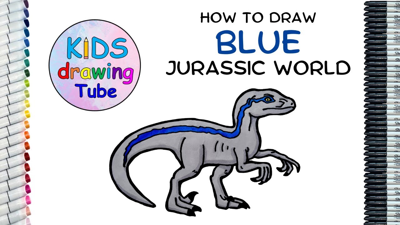 How to draw blue the raptor from jurassic world dinosaur