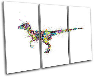 Velociraptor dinosaur abstract animals treble canvas wall art picture print