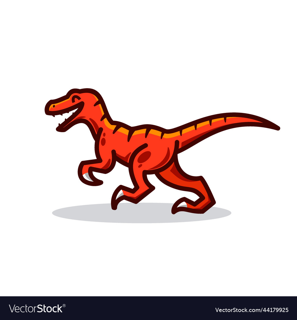 Red raptor logo icon happy velociraptor dinosaur vector image