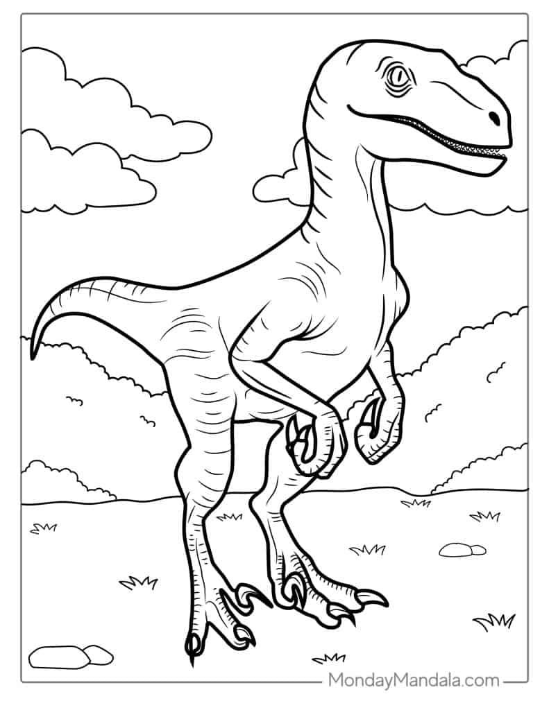 Velociraptor coloring pages free pdf printables