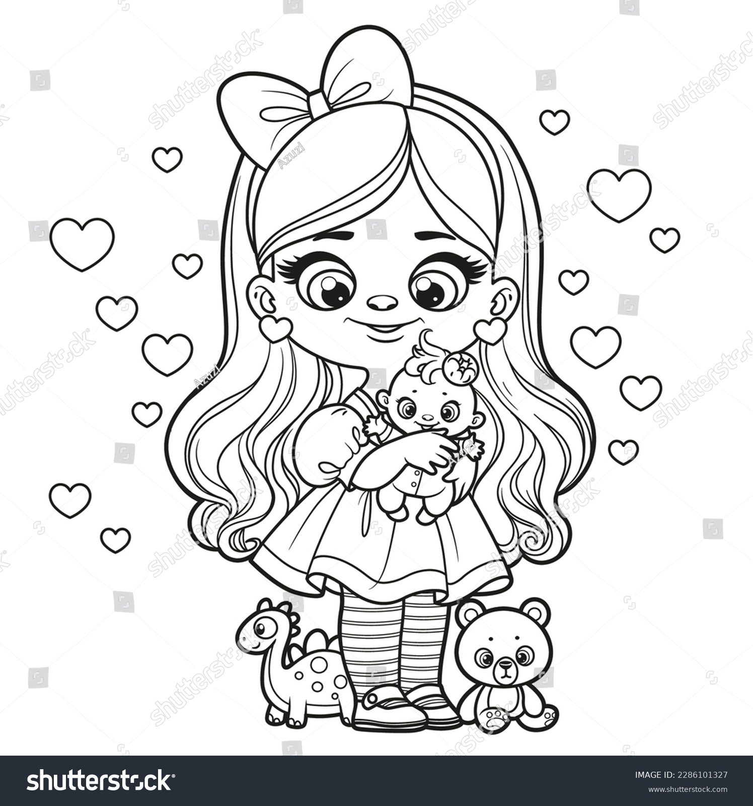 Doll coloring page royalty