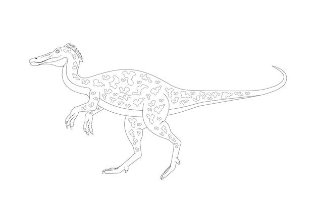 Premium vector black and white baryonyx dinosaur cartoon character vector coloring page of a baryonyx dinosaur