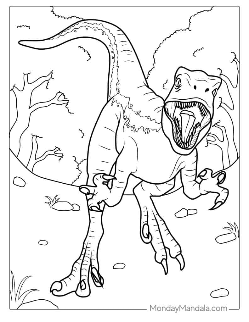 Velociraptor coloring pages free pdf printables