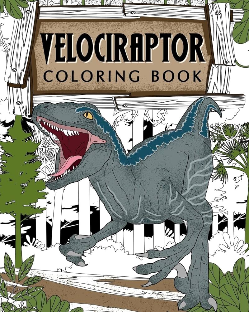 Velociraptor loring book dinosaur loring pages loring books for adults stress relief activity book paperland foreign language books