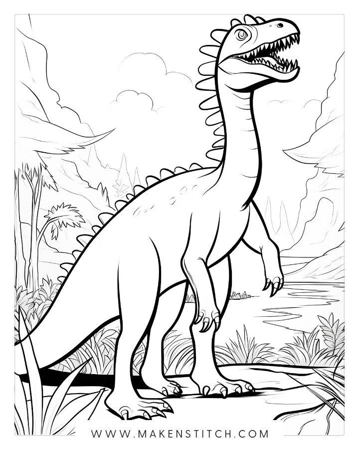 Coloring pages dinosaur theme for kids and adults