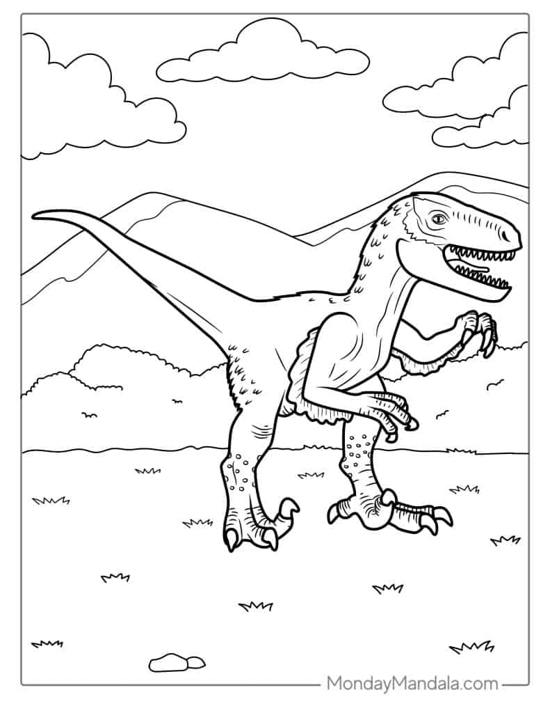 Velociraptor coloring pages free pdf printables