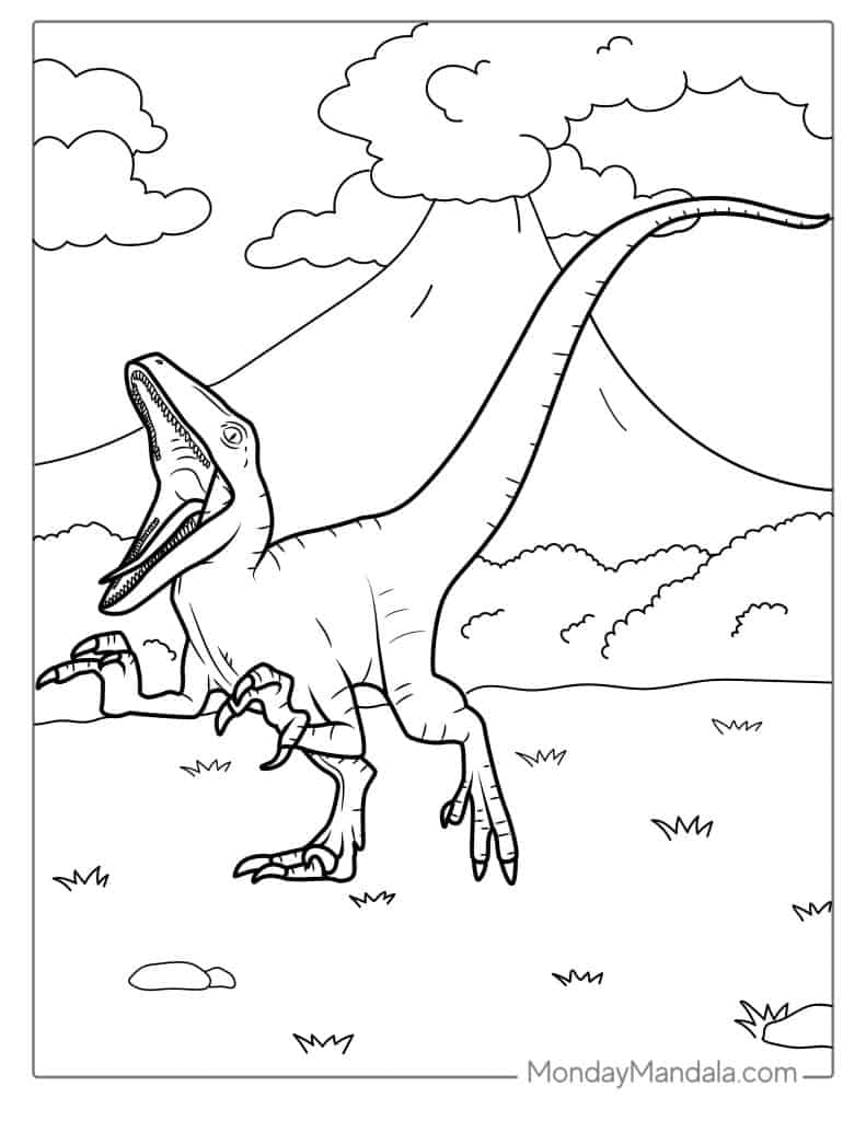 Velociraptor coloring pages free pdf printables