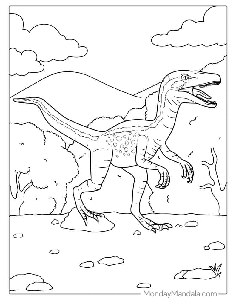 Velociraptor coloring pages free pdf printables