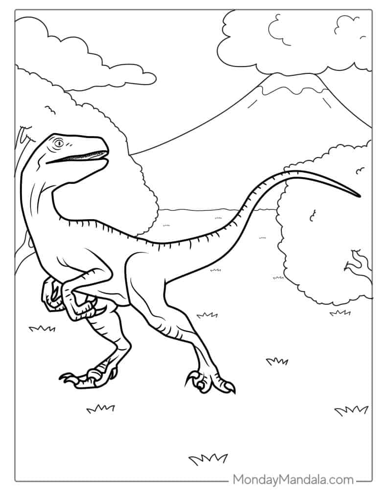 Velociraptor coloring pages free pdf printables