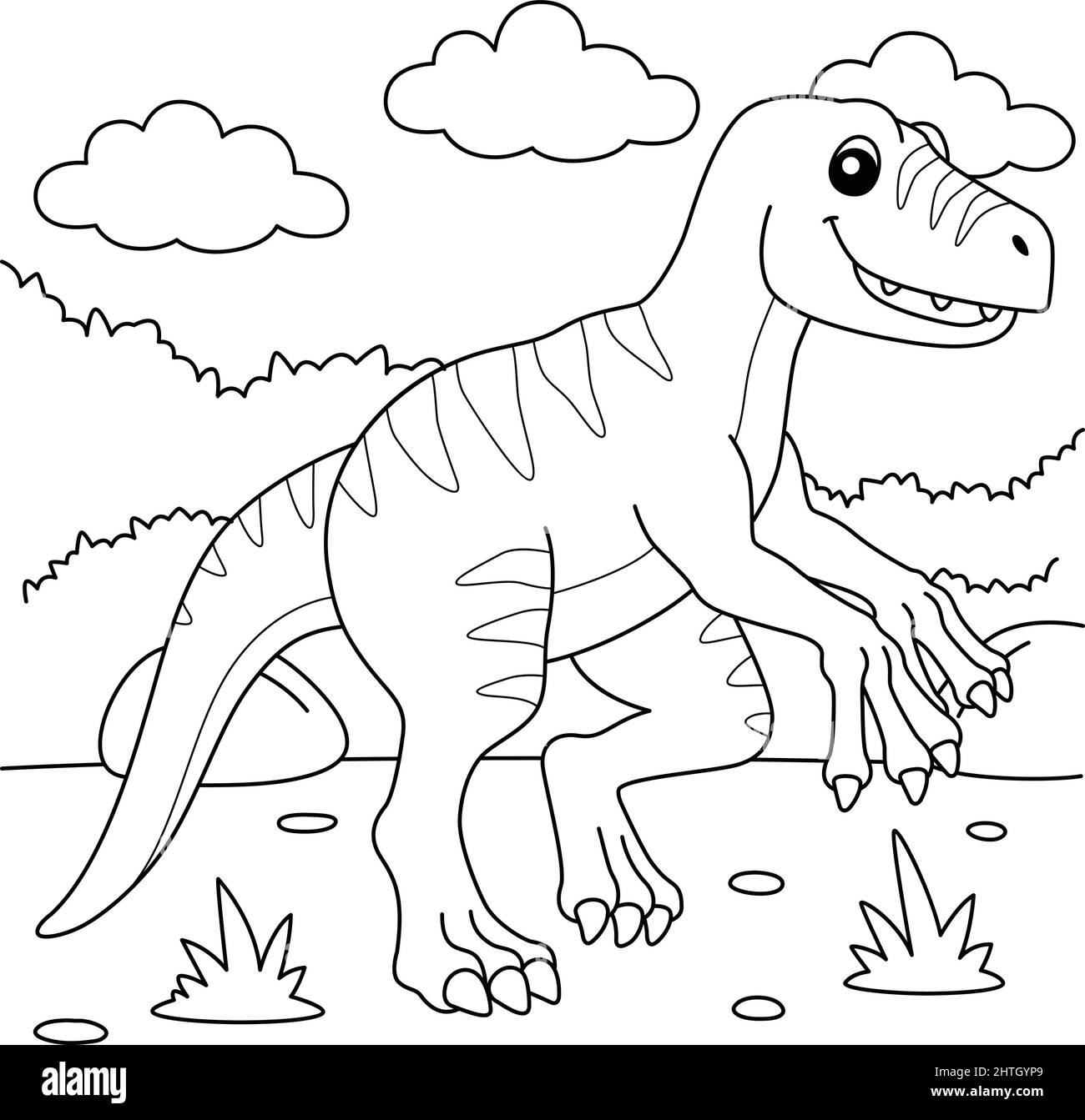Velociraptor coloring page for kids stock vector image art