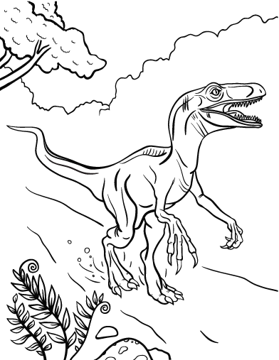 Free velociraptor coloring page