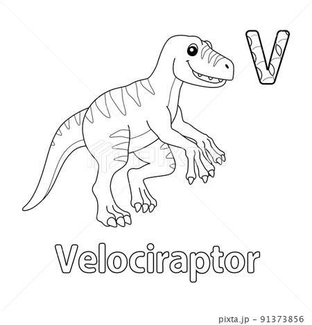 Velociraptor alphabet dinosaur abc coloring page v