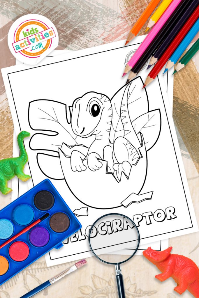 Printable velociraptor dinosaur coloring pages kids activities blog