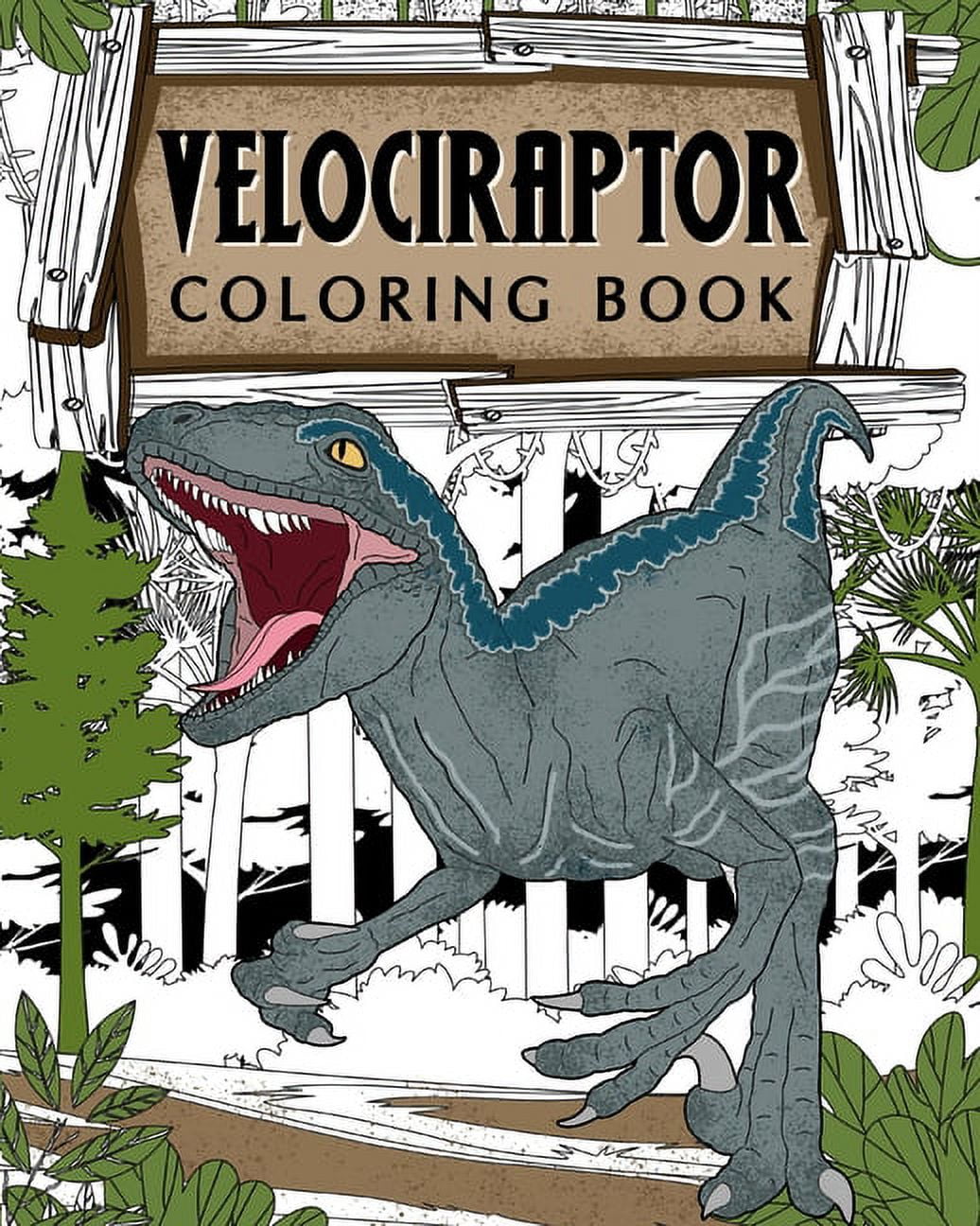 Velociraptor coloring book dinosaur coloring pages coloring books for adults stress relief activity book paperback