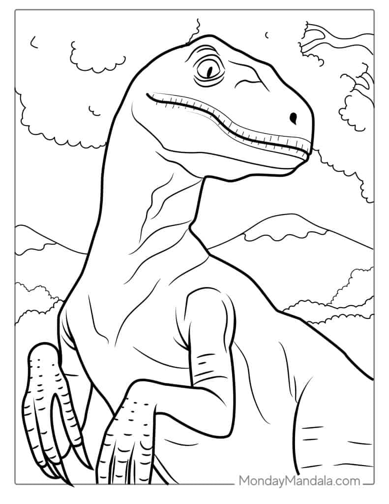 Velociraptor coloring pages free pdf printables
