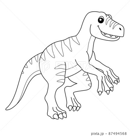 Velociraptor coloring isolated page for kids