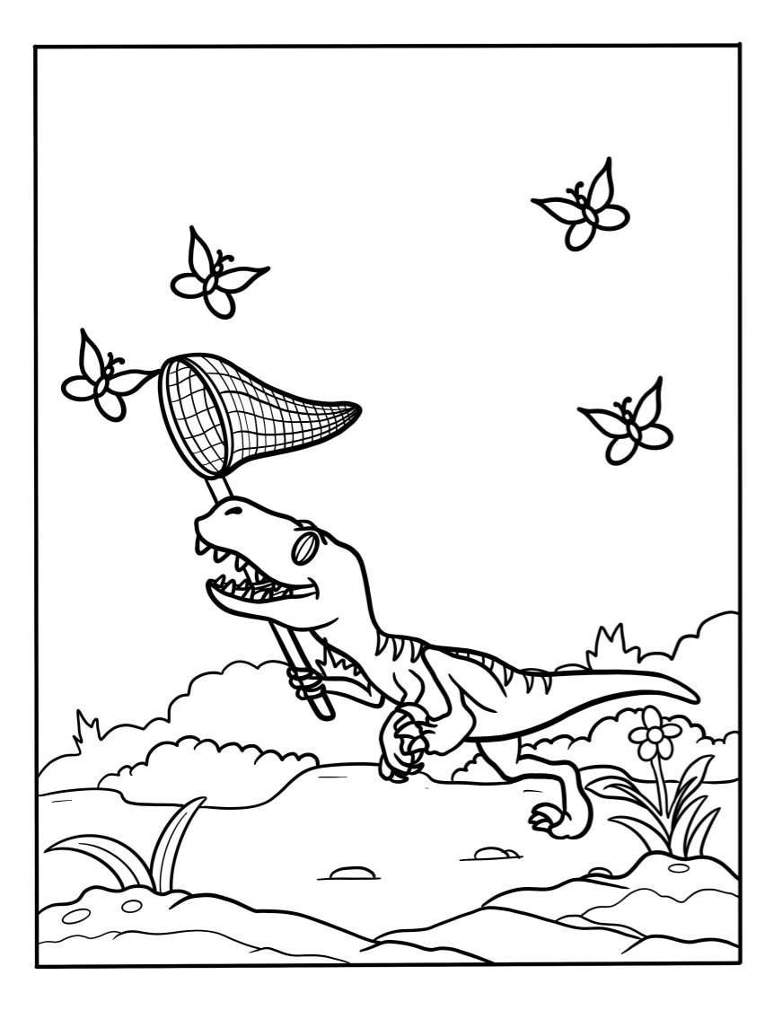 Coloring sheet butterfly dinosaur coloring pages