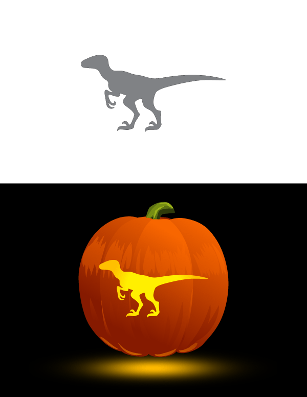 Printable velociraptor pumpkin stencil