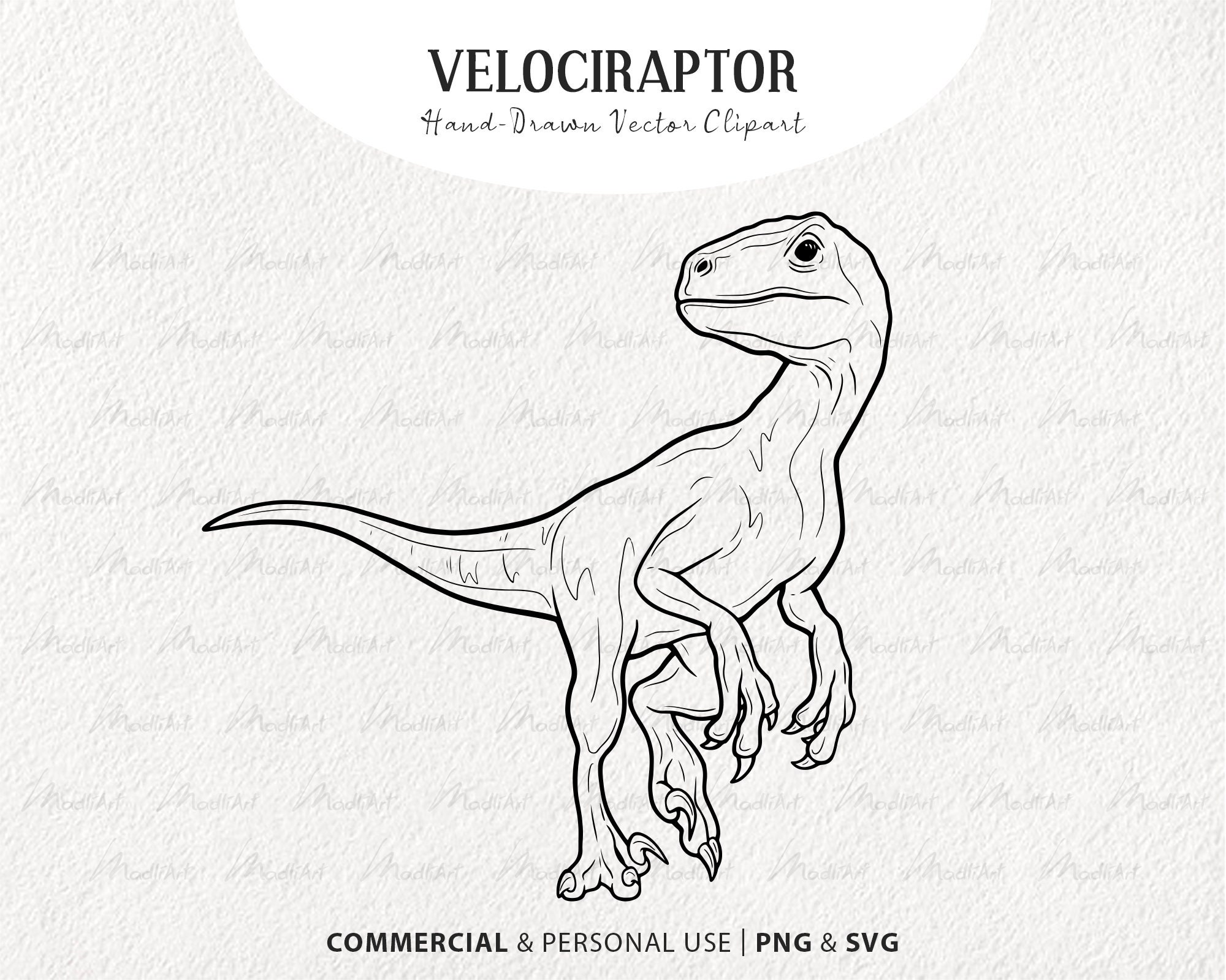 Velociraptor dinosaur vector clipart hand