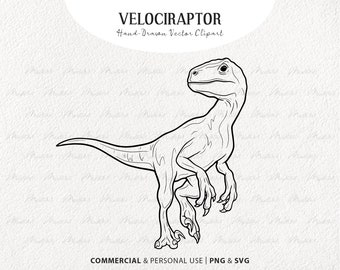 Velociraptor dinosaur vector clipart hand