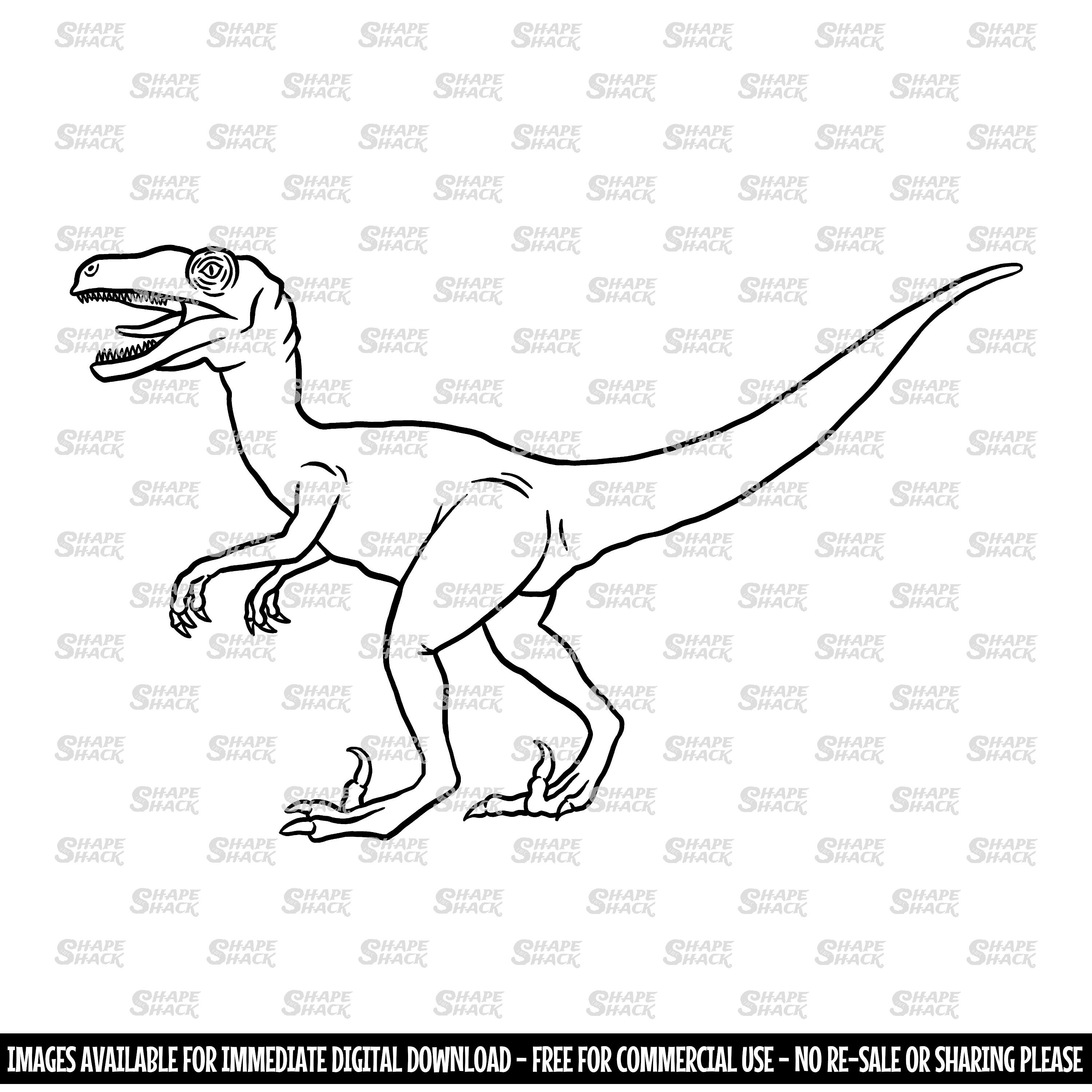 Raptor jurassic velociraptor dinosaur clipart symbol silhouette outline line drawing png jpg svg xcf pdf dxf cut file for cricut