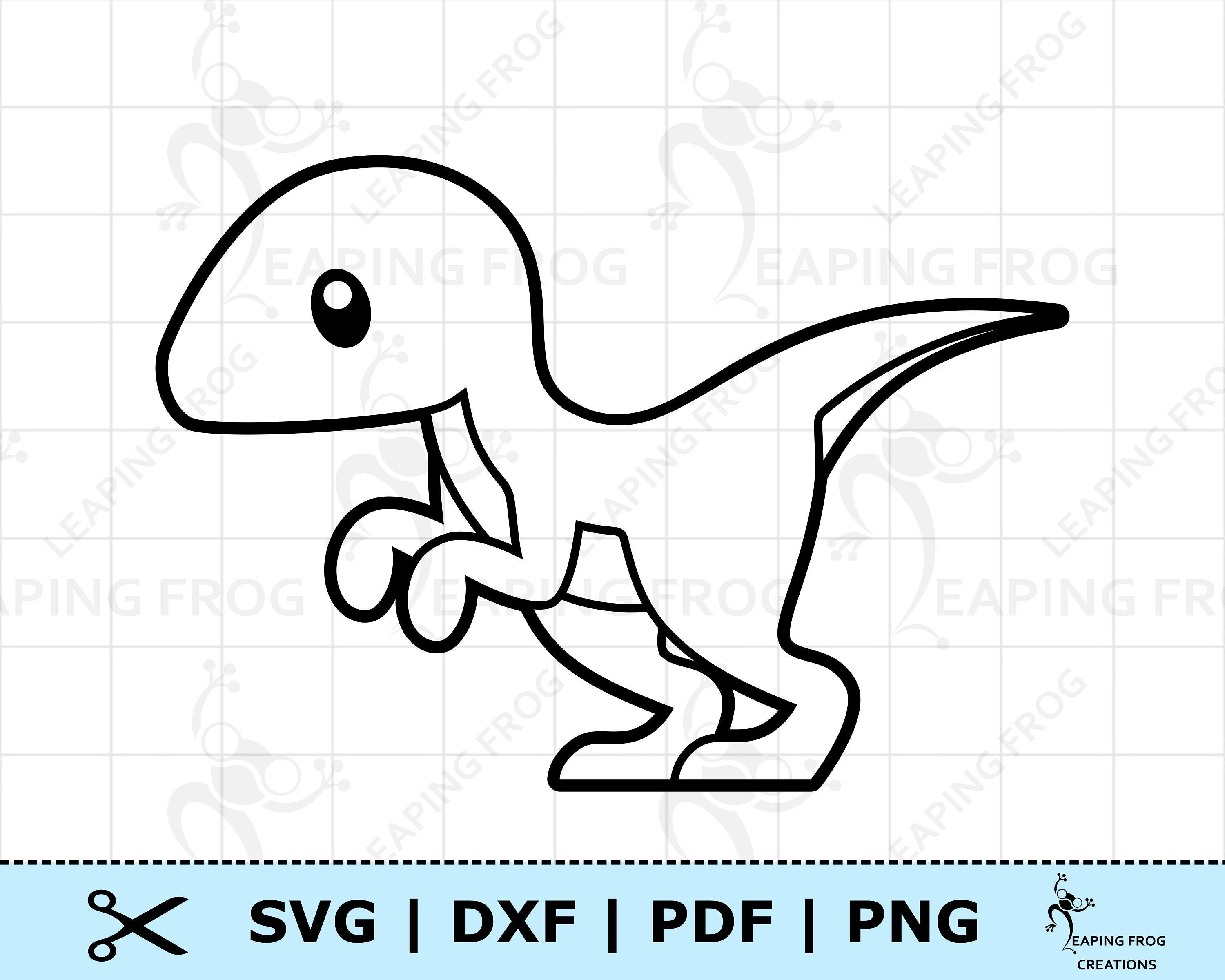 Cute baby dinosaur svg png dxf eps raptor digital download cricut silhouette cut files outline stencil coloring page instant download