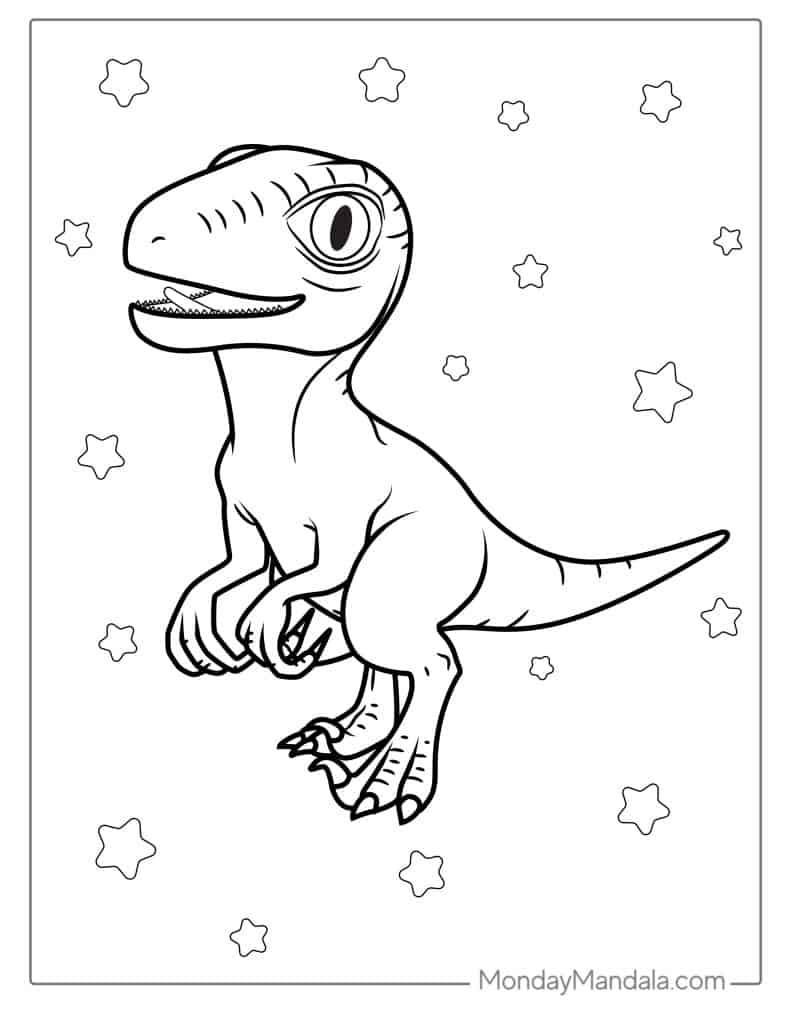 Velociraptor coloring pages free pdf printables