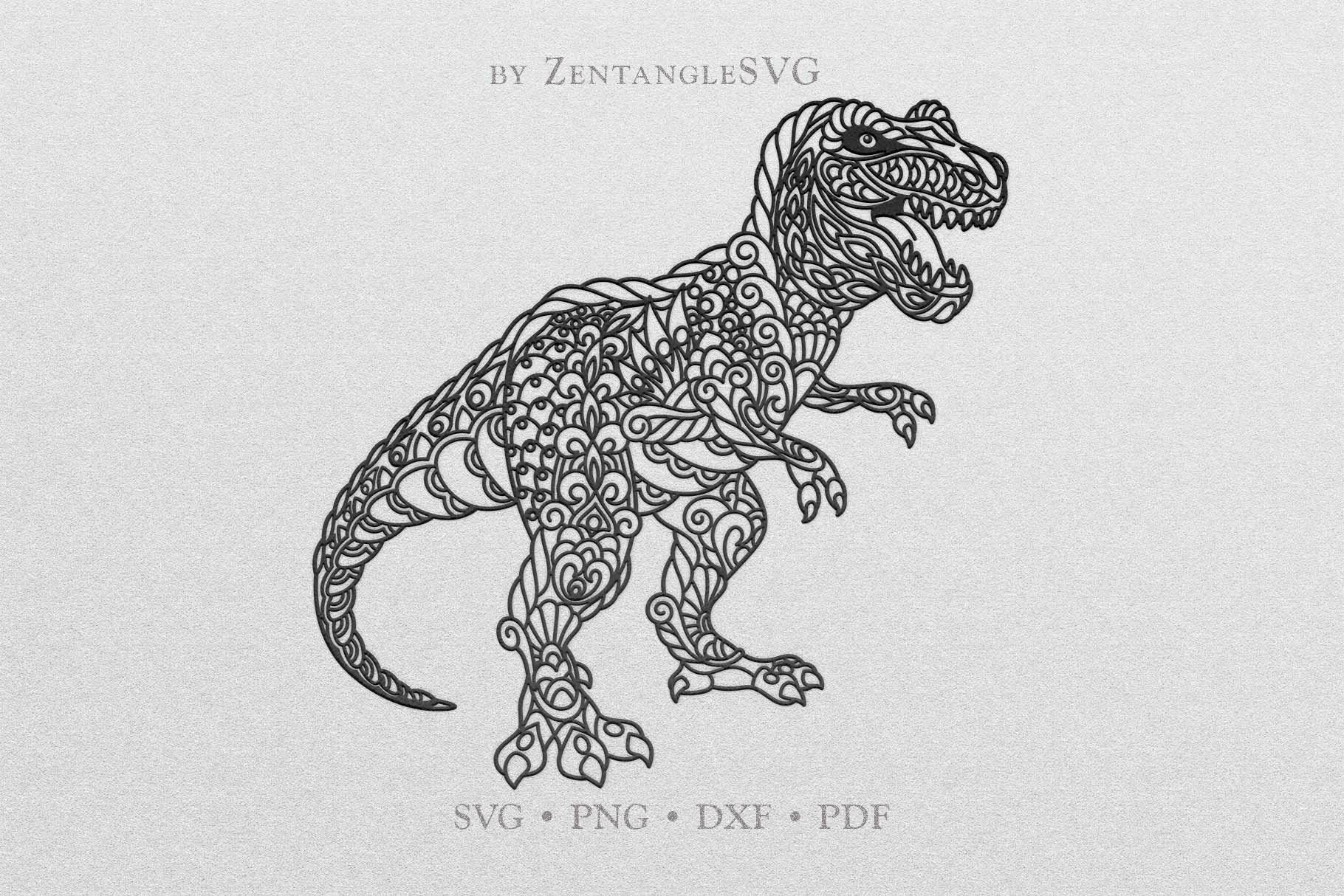 Tyrannosaurus t rex trex dinosaur svg dxf cut file mandala