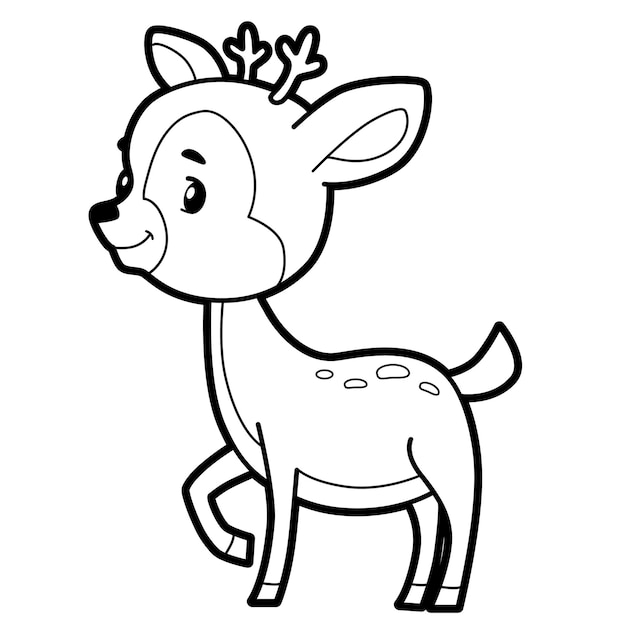 Premium vector coloring book or page for kids black and white deer