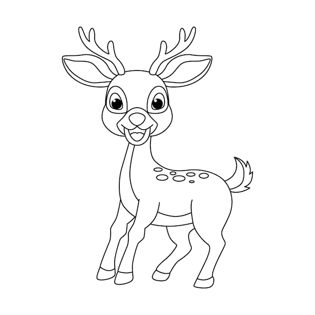 Premium vector mouse deer cartoon coloring page illustration vector for kids coloring book