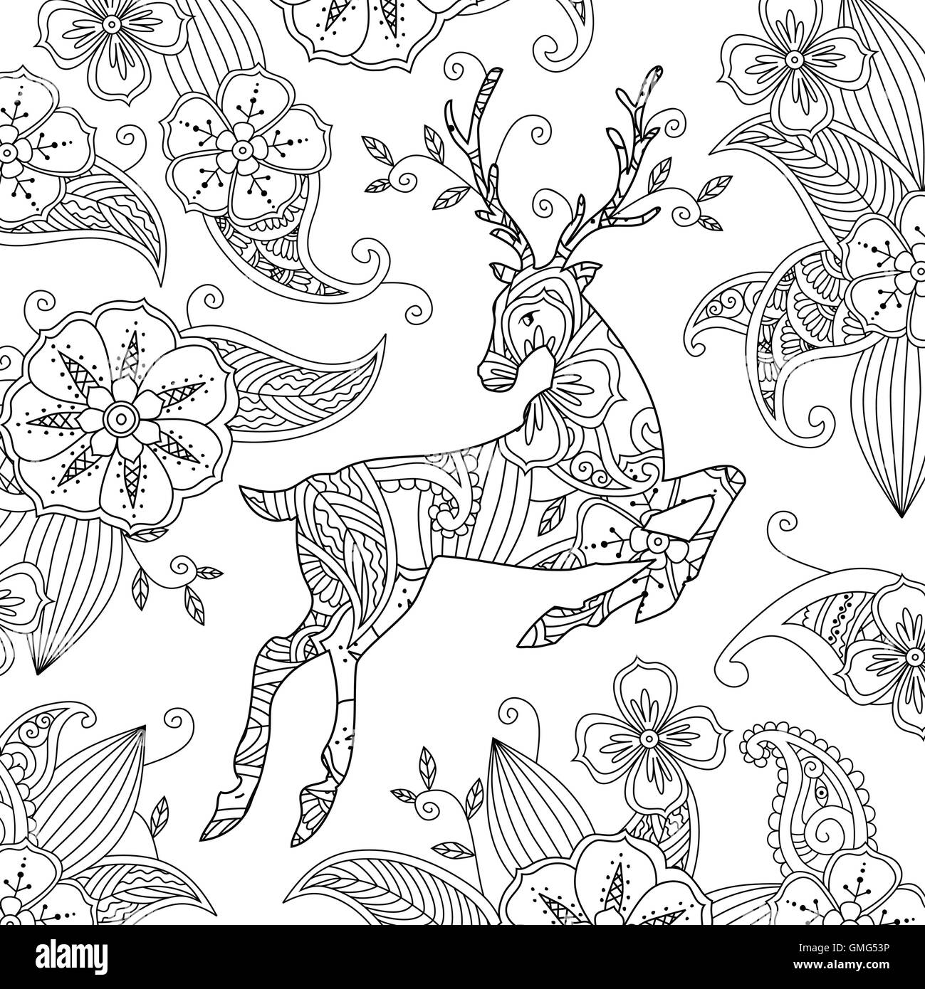 Floral deer hi