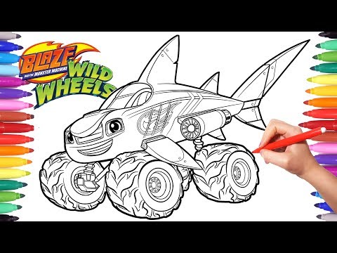 Blaze oster achines wild wheels shark blaze coloring pages blaze onster truck coloring