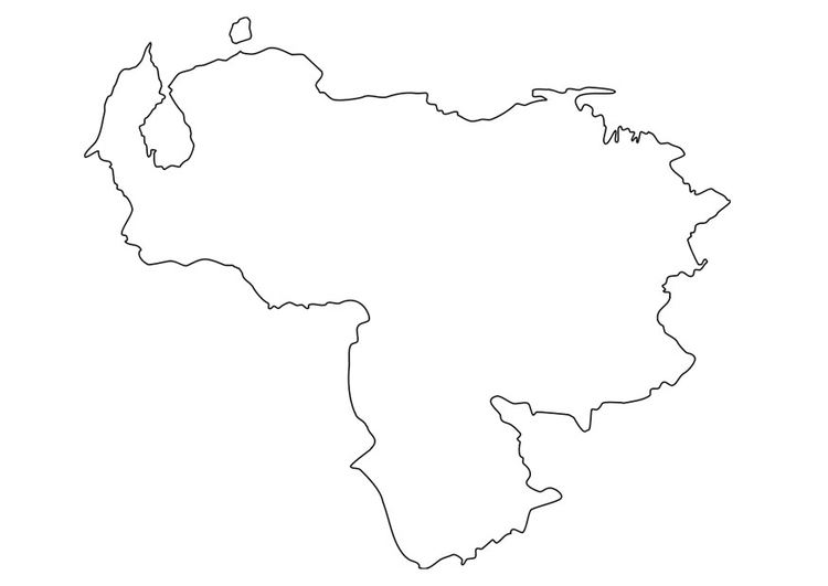 Coloring page map of venezuela