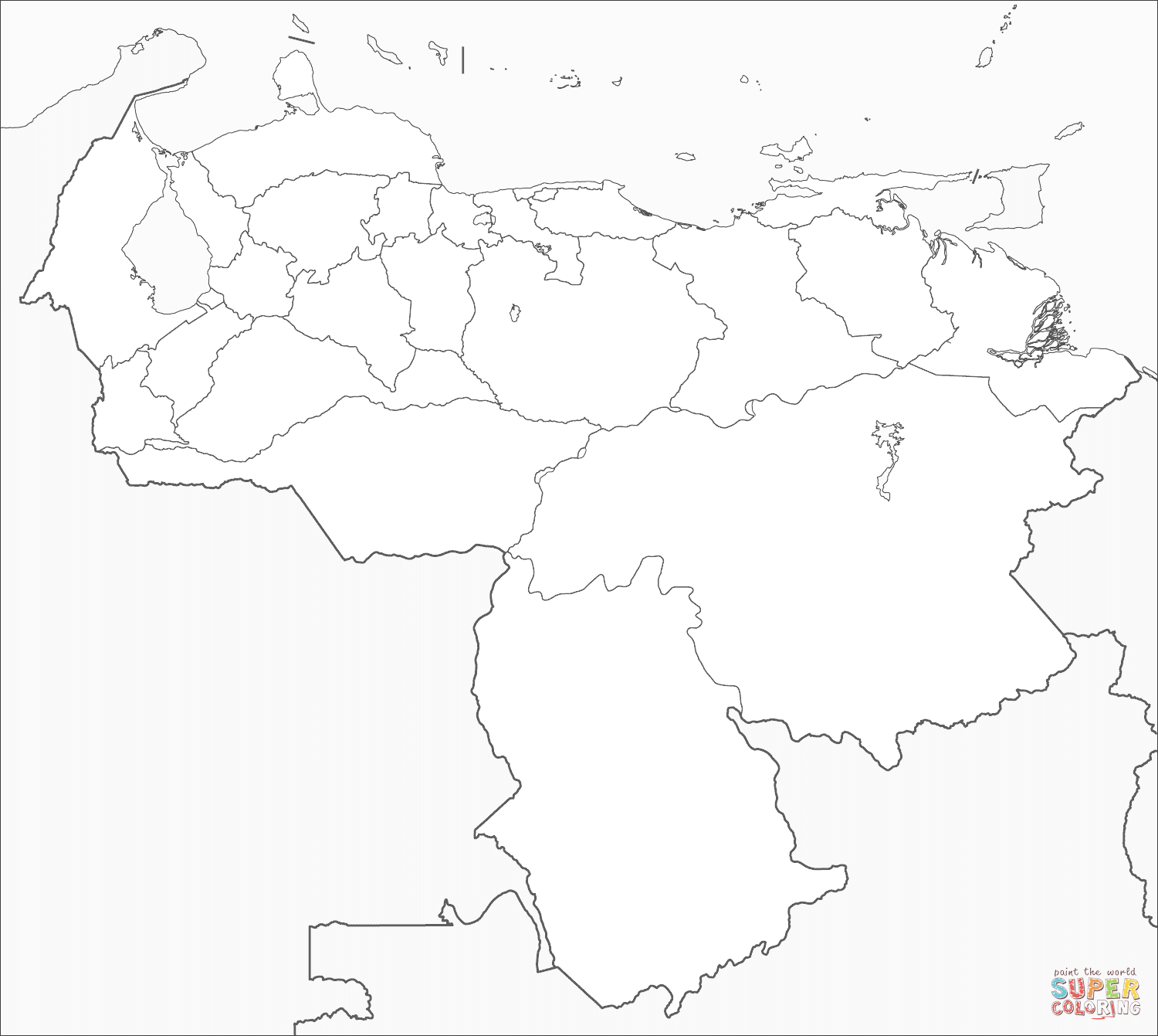 Venezuela map coloring page free printable coloring pages