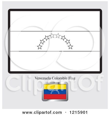 Clipart of a coloring page and sample for a venezuela flag