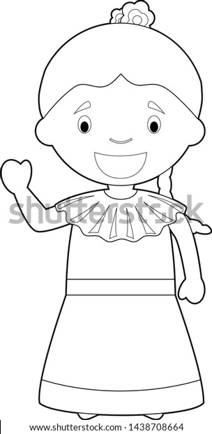 Easy coloring cartoon character venezuela dressed stock vector royalty free