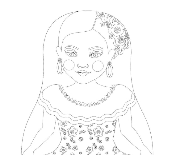 Buy venezuelan dancer coloring sheet printable file traditional folk dress matryoshka doll online in india