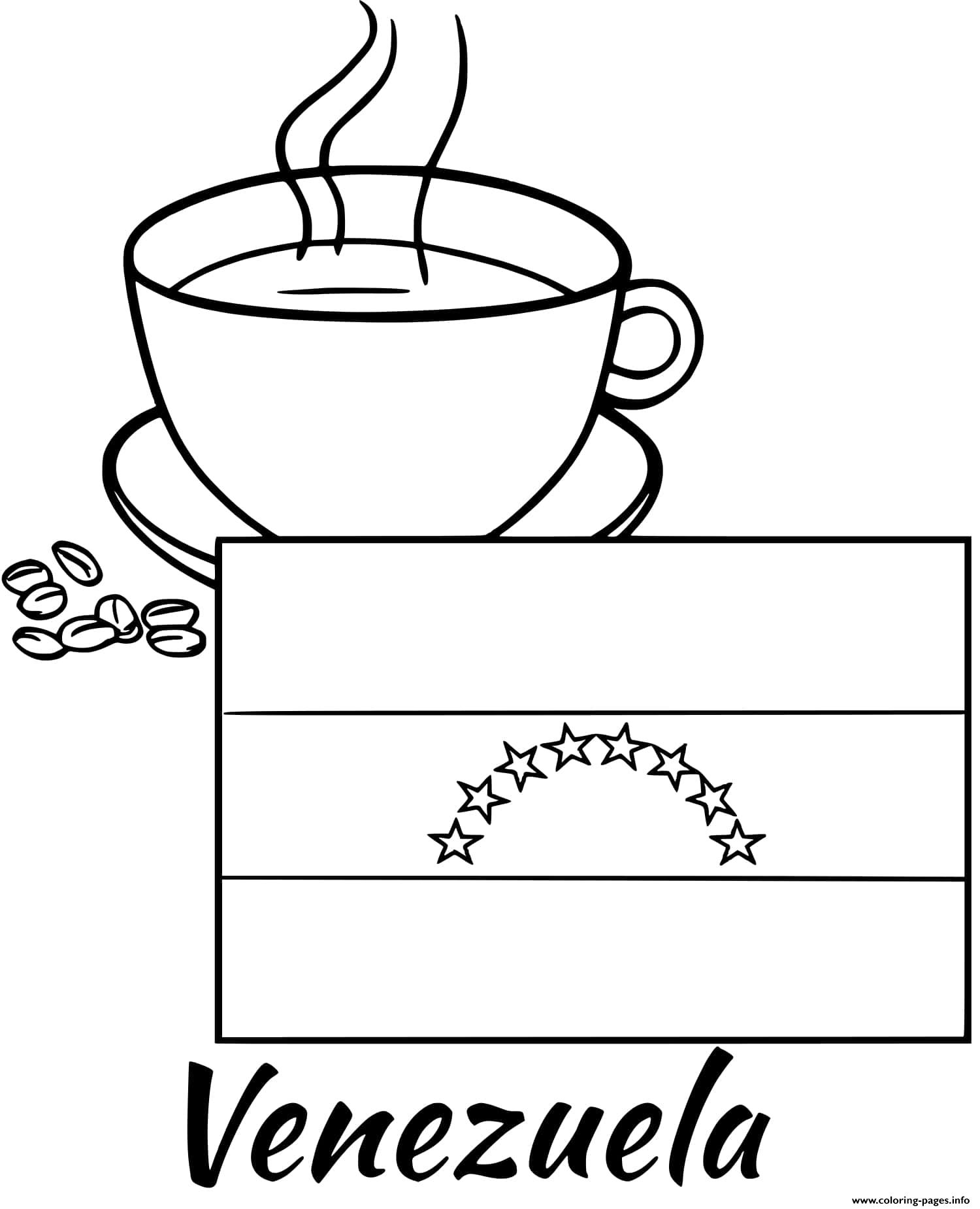 Venezuela flag coffee coloring page printable